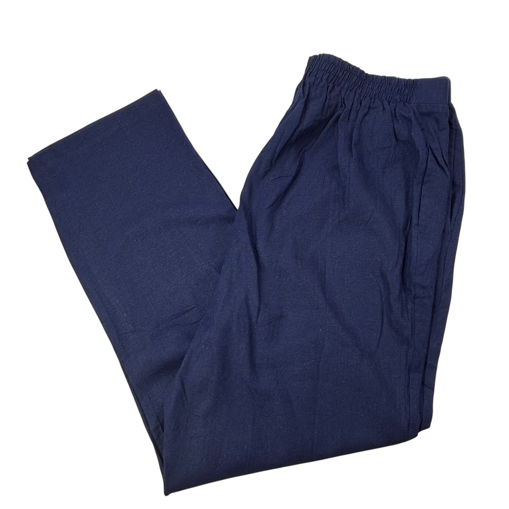 Woman Within 20W Tall Womens Blue Linen Blend‎ Elastic Waist Pull On Pants NWOT - Picture 6 of 13